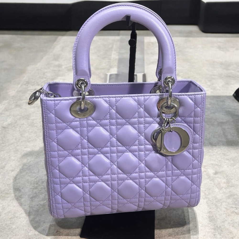 Christian DIOR Lavender Cannage Lady Dior Bag - Picture 2 of 13